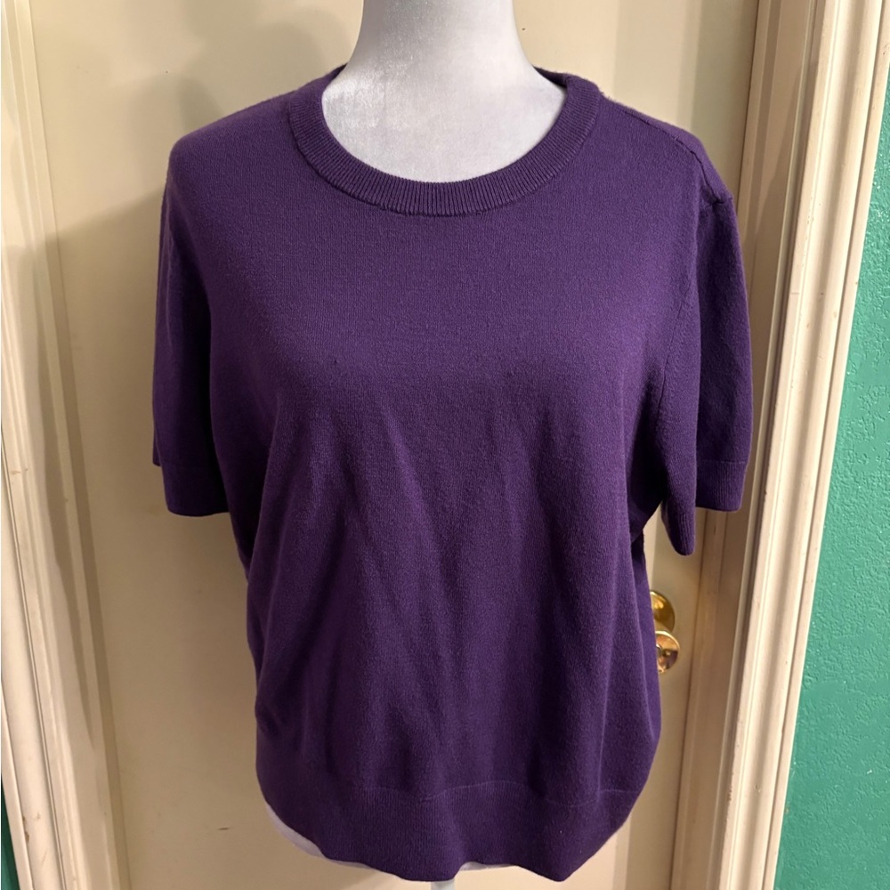 Express Rich Purple Short Sleeve Top - Picture 3 of 12